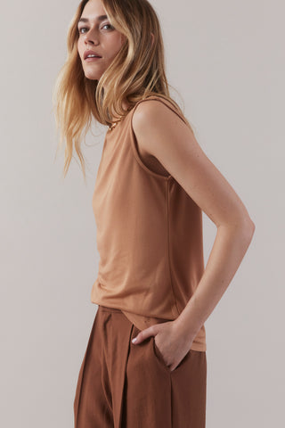Funnel Neck Tank   Cashmere