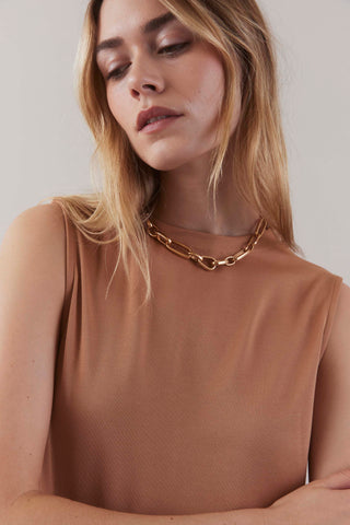 Funnel Neck Tank   Cashmere