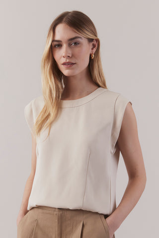 Cap Sleeve Top   Oyster