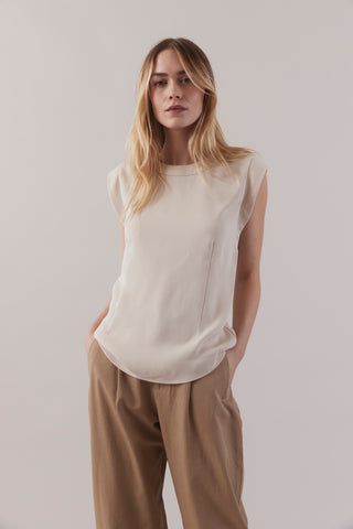 Cap Sleeve Top   Oyster