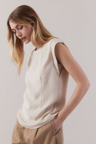 Cap Sleeve Top   Oyster
